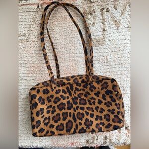 BAGGU Bowling Bag Brown and Black Leopard Print Shoulder Bag